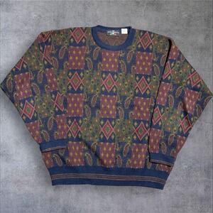 Vintage Italian Sweater‎ Co Men Vintage Knit 3D Sweater Size Large Acrylic/Wool